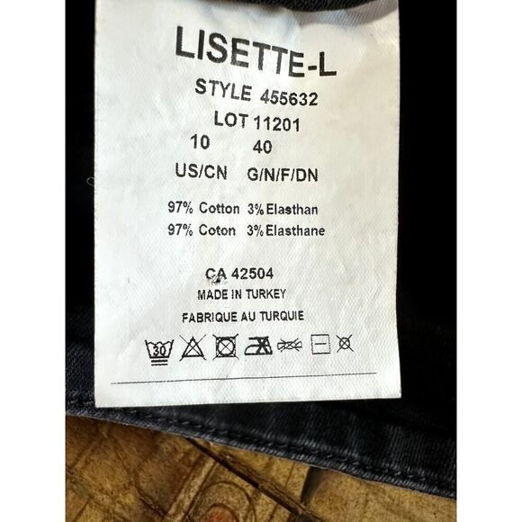 LISETTE L Women's Embellished Trim Tummy Control Denim Jeans Black Size 10 - Picture 10 of 11